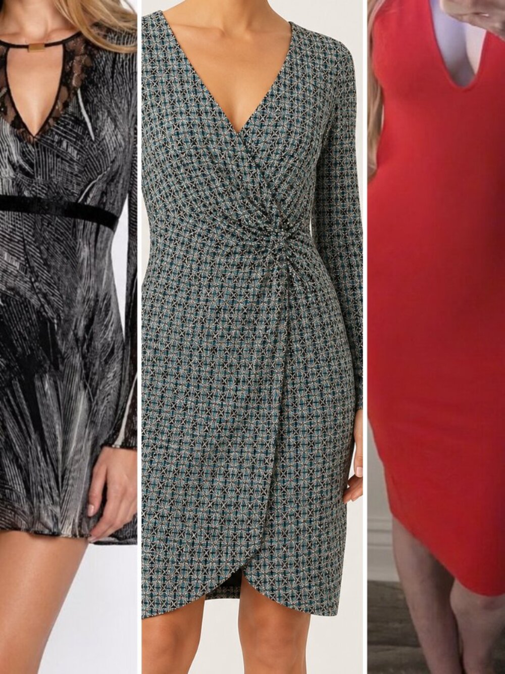 Guess 3-Dress Party Bundle Black Metallic + Red Size 0 XXS